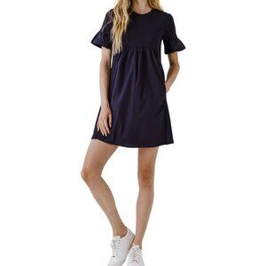 MEDIUM English Factory Solid Navy Blue Mini Dress Nordstrom